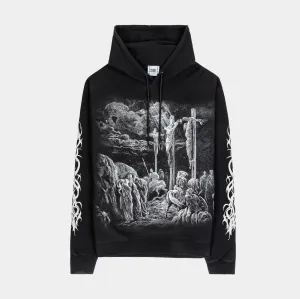 Comfy Street Trendy Layered Sacrifice Pullover Mens Hoodie (Washed Black)