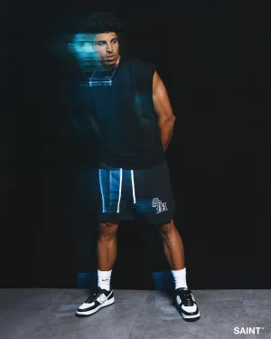 Sport Edge Flexible Gusset Design Saint Morta Gothic Monogram Nylon Shorts Black