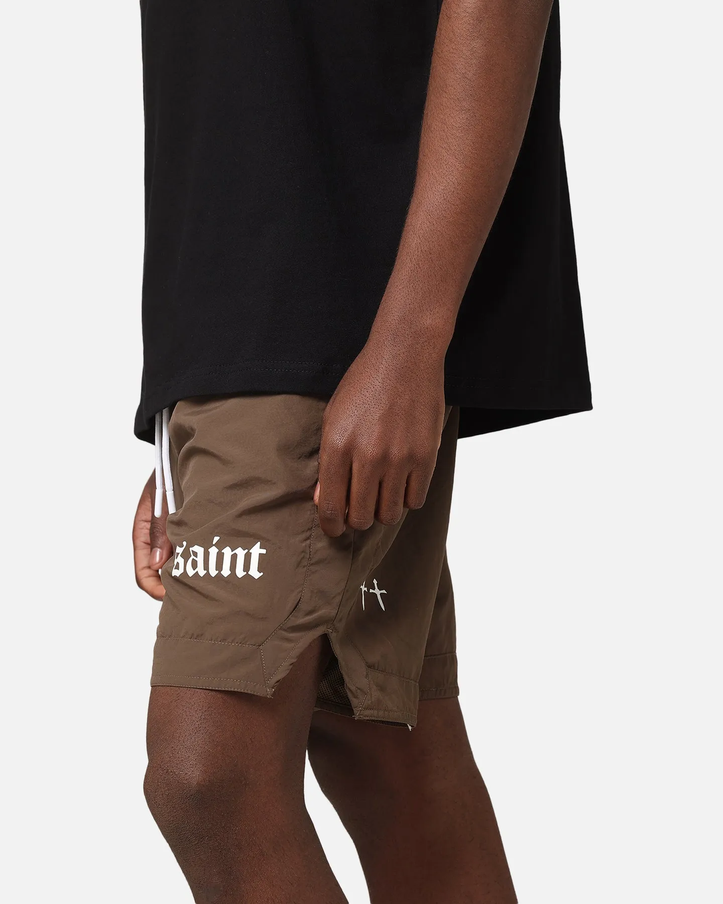 Saint Morta Gothic Nylon Shorts Chocolate Relaxed Flex Active Movement