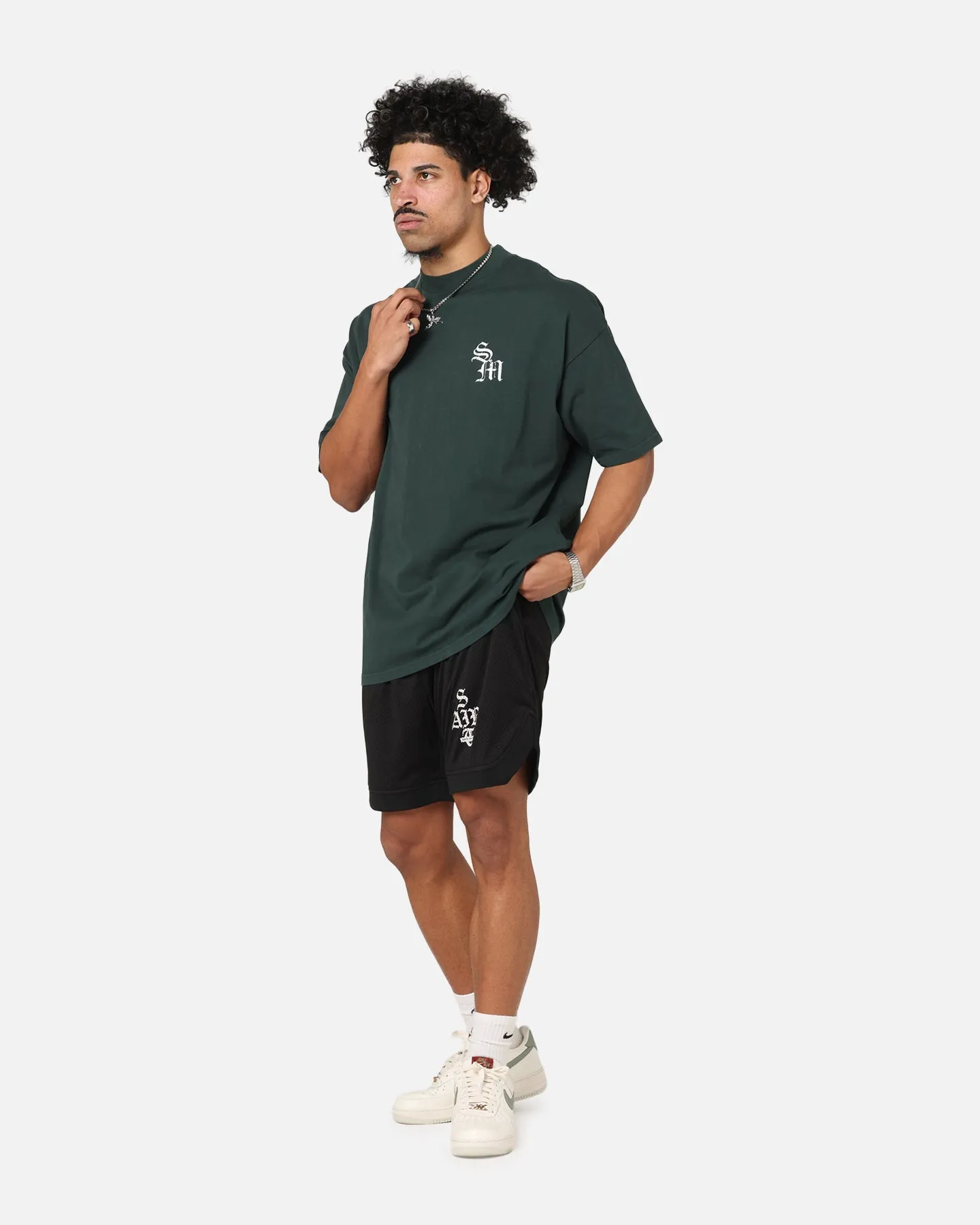 Saint Morta Gothic Stack Basketball Shorts Black Versatile Comfort beauty industry