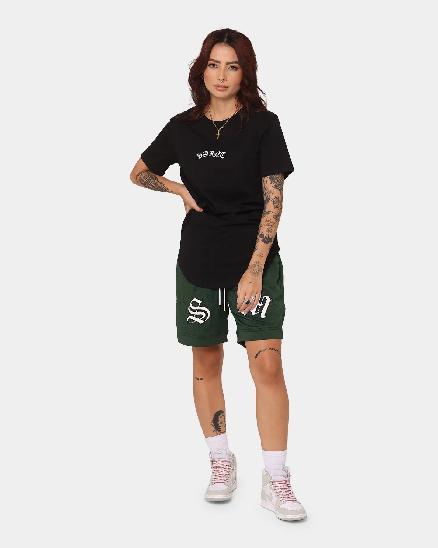Saint Morta Graves Basketball Shorts Dark Green Slim Fit Design