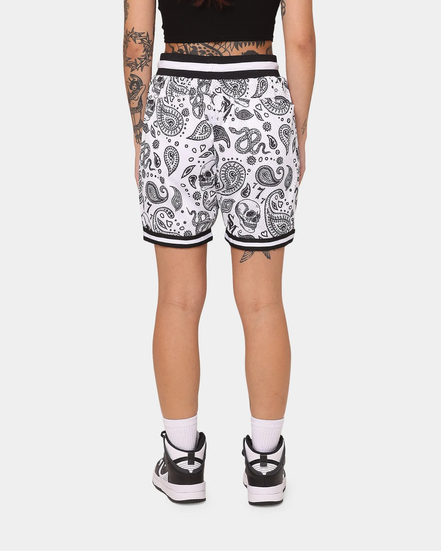 Saint Morta Paisley Olympus Ball Shorts White/Black Flexible Waistline Effortless Style