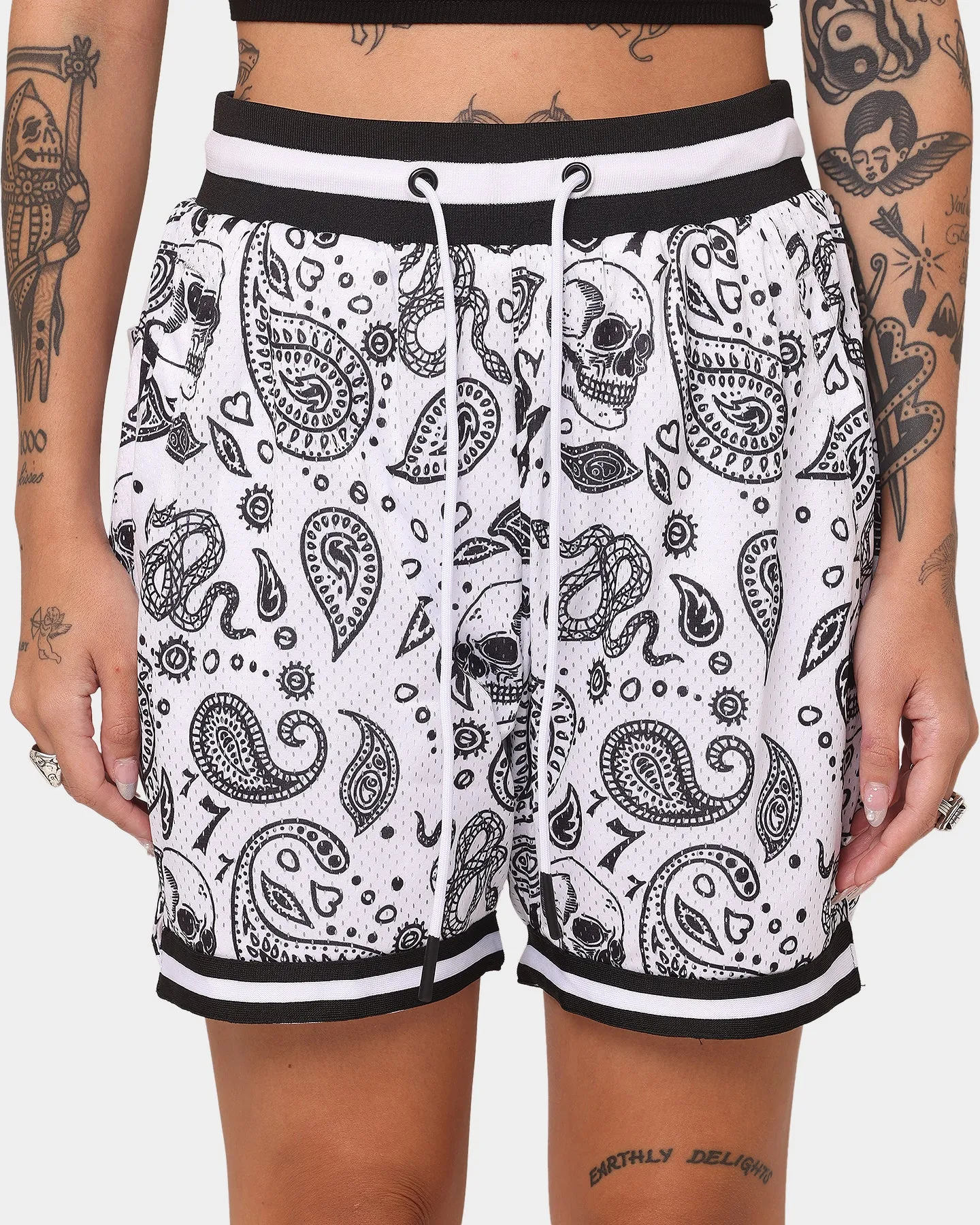 Fun Design tall size Saint Morta Paisley Olympus Ball Shorts White/Black