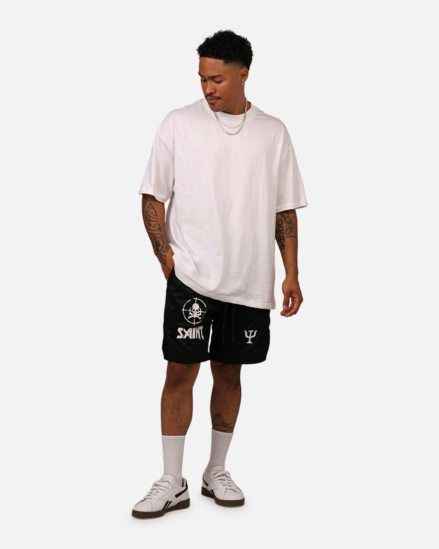Reinforced Seams Comfortable Waistband Saint Morta Post Humanous Basketball Short Black/White
