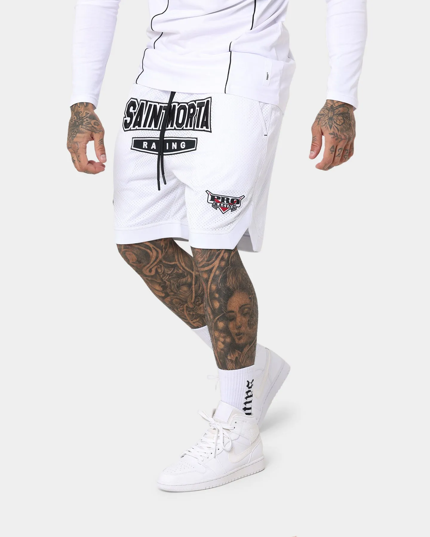 Dynamic Flex Zones Beach Wear Saint Morta Pro Racing Basketball Shorts White