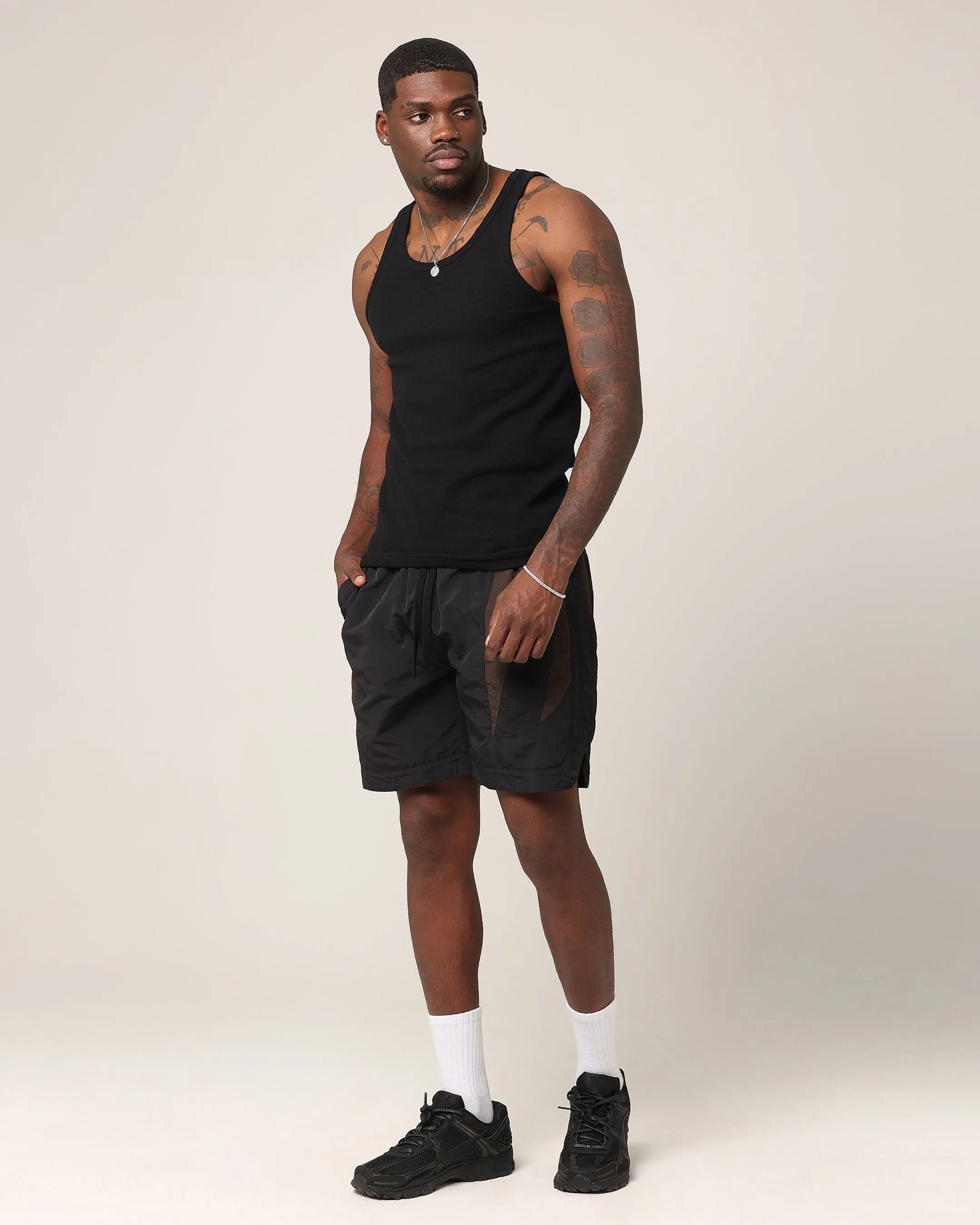 Saint Morta Rage Nylon Shorts Black/Brown Athletic Silhouette