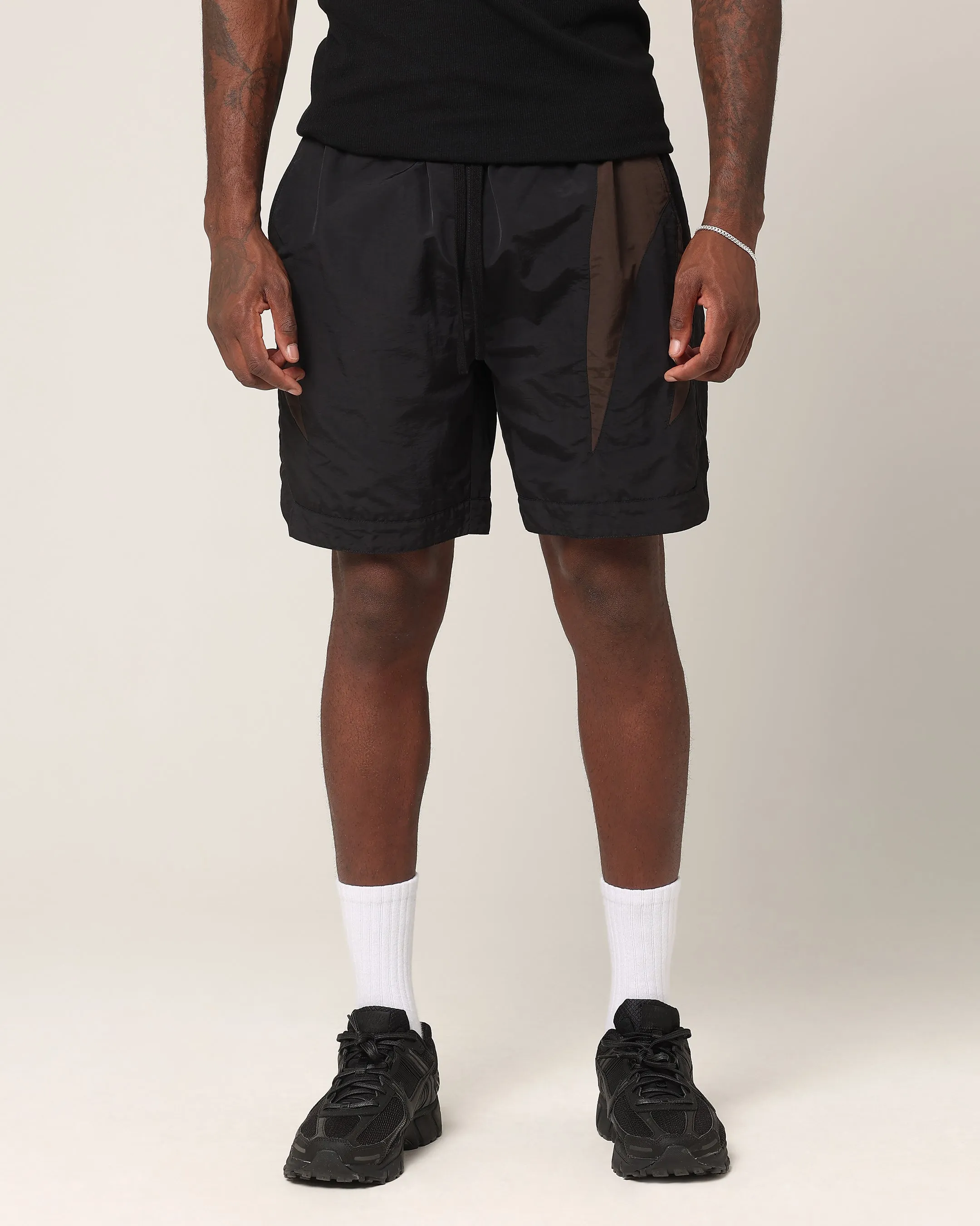 Saint Morta Rage Nylon Shorts Black/Brown Preppy look