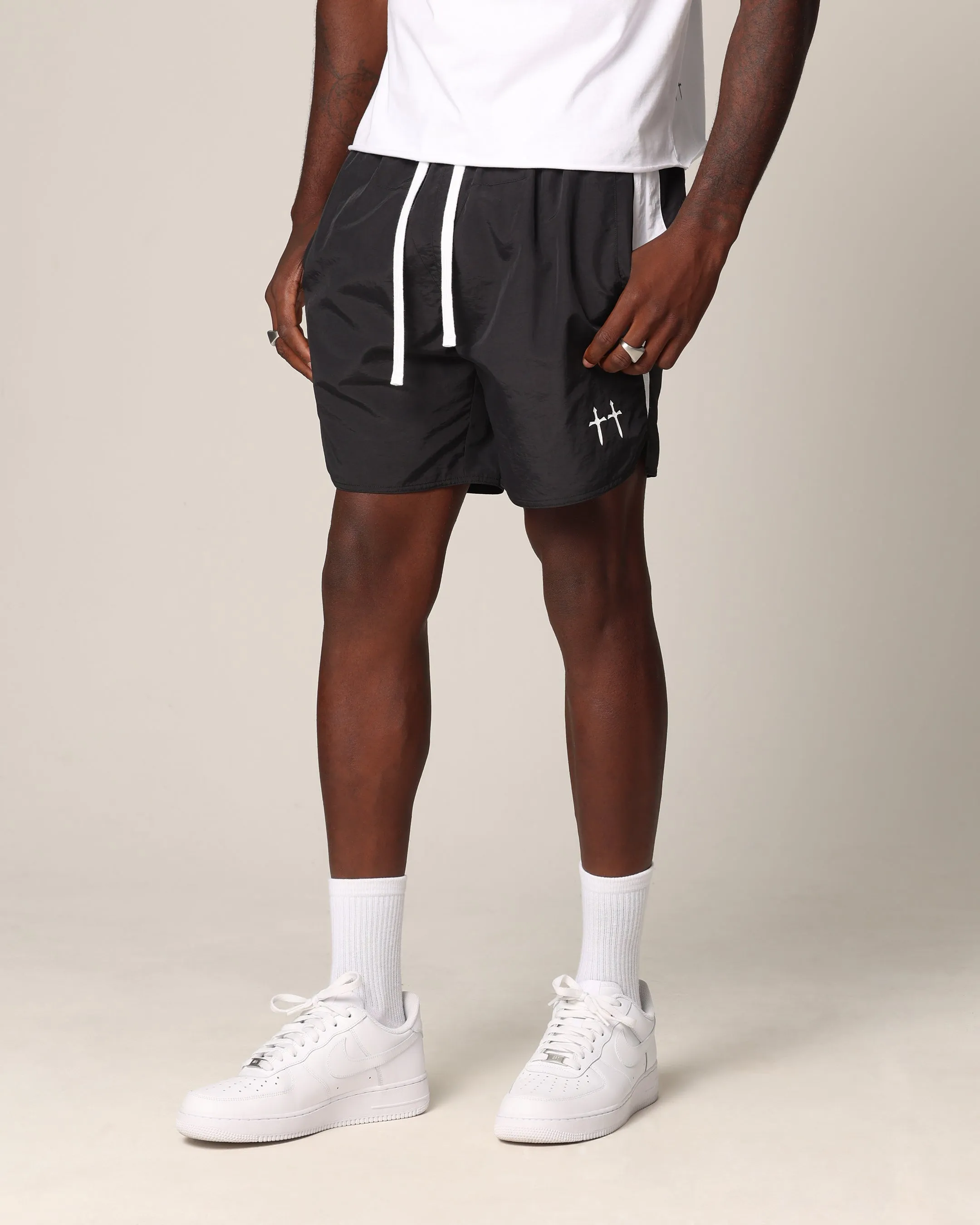 Stretch Flex Sport Ready Wear Saint Morta Relic Nylon Shorts Black/White
