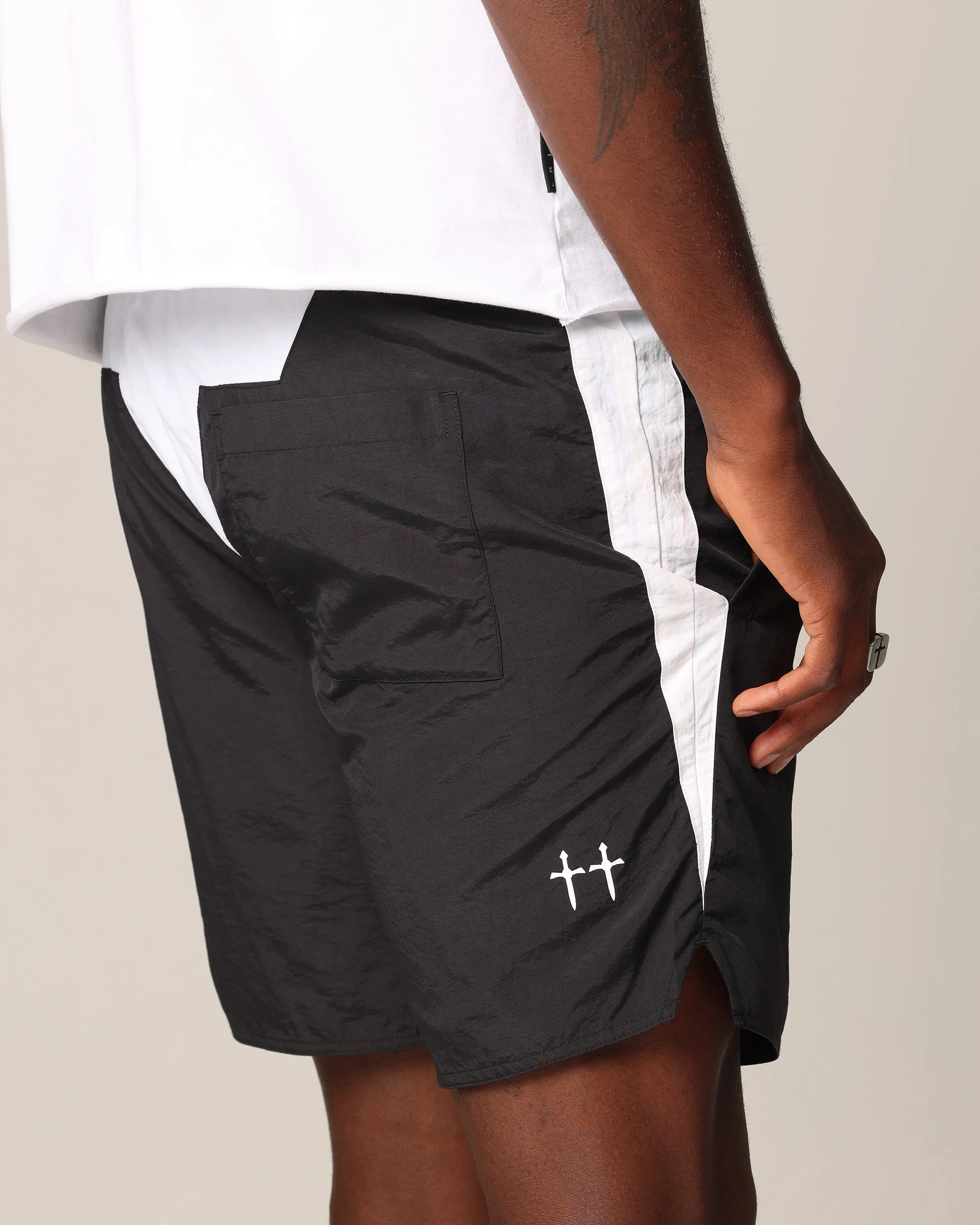 Saint Morta Relic Nylon Shorts Black/White dance clothing Sport Flex Fit