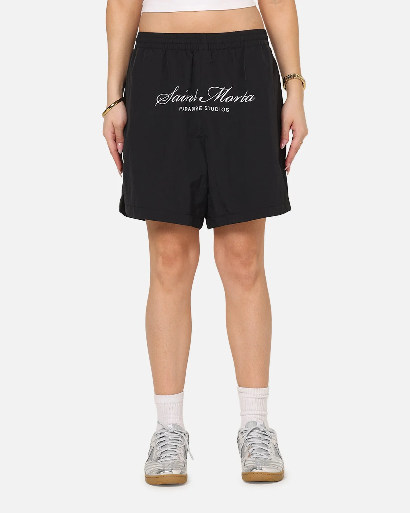Saint Morta Saint Studios Logo Nylon Shorts Black Bold colors