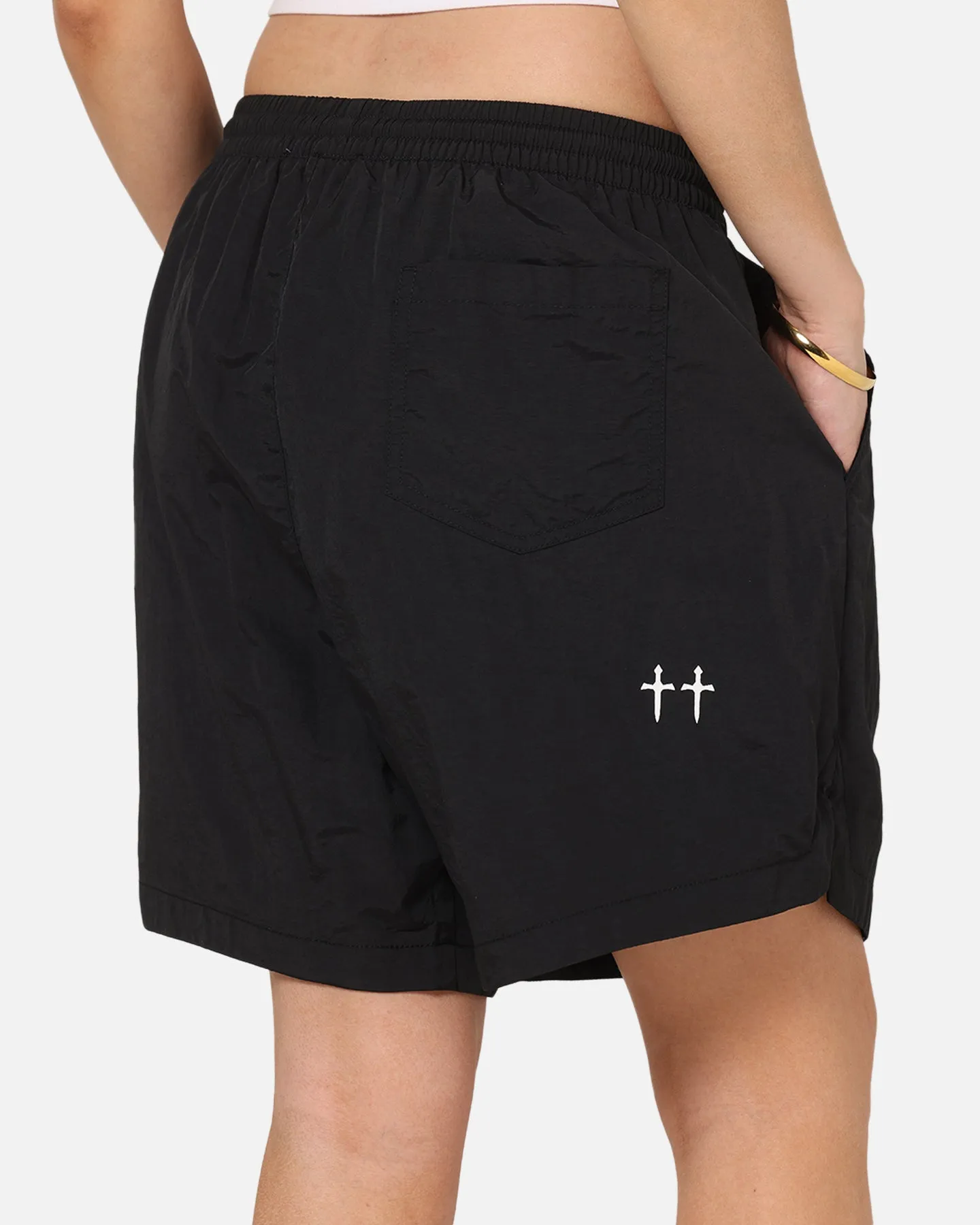 Neat Look Hypoallergenic Lining Saint Morta Saint Studios Logo Nylon Shorts Black