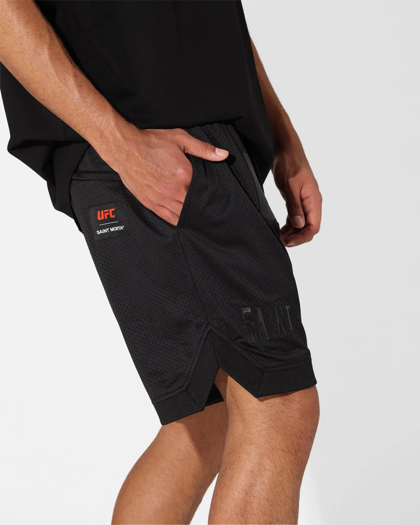 Saint Morta X UFC Basketball Shorts Black kids' style TaglessLabeling