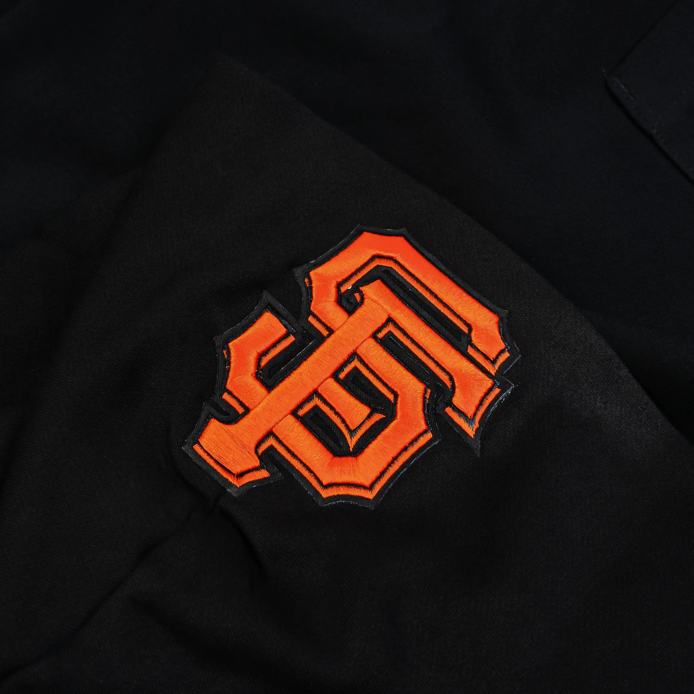 Running wear Shrink resistant San Francisco Giants Drop Shoulder Pullover Mens Hoodie (Black/Orange)