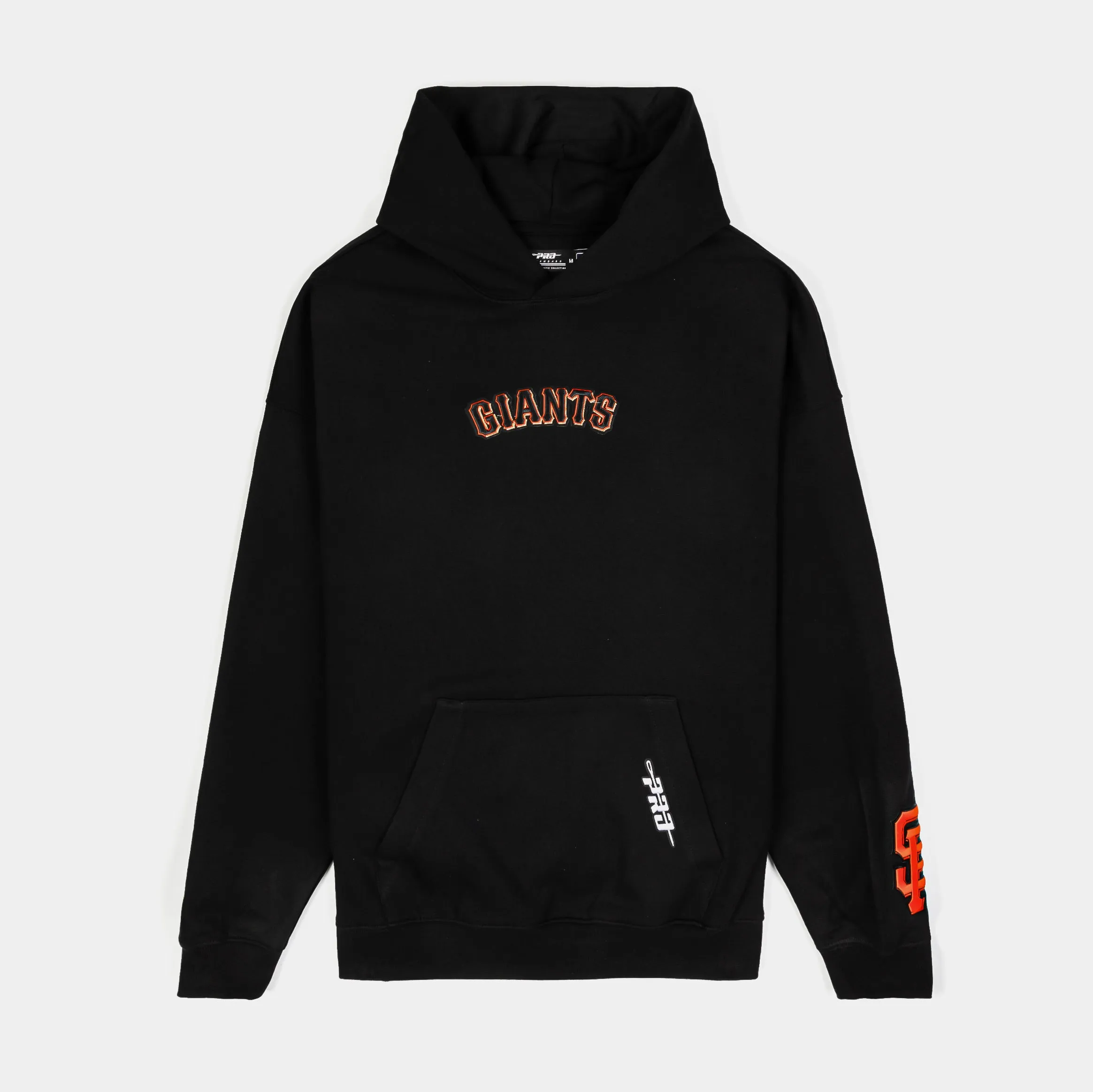 Two-Tone Design right for running San Francisco Giants Drop Shoulder Pullover Mens Hoodie (Black/Orange)