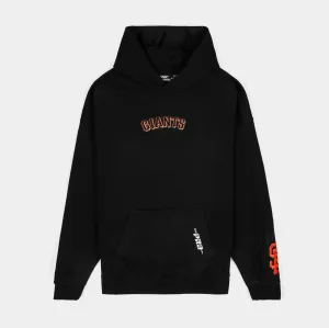Two-Tone Design right for running San Francisco Giants Drop Shoulder Pullover Mens Hoodie (Black/Orange)