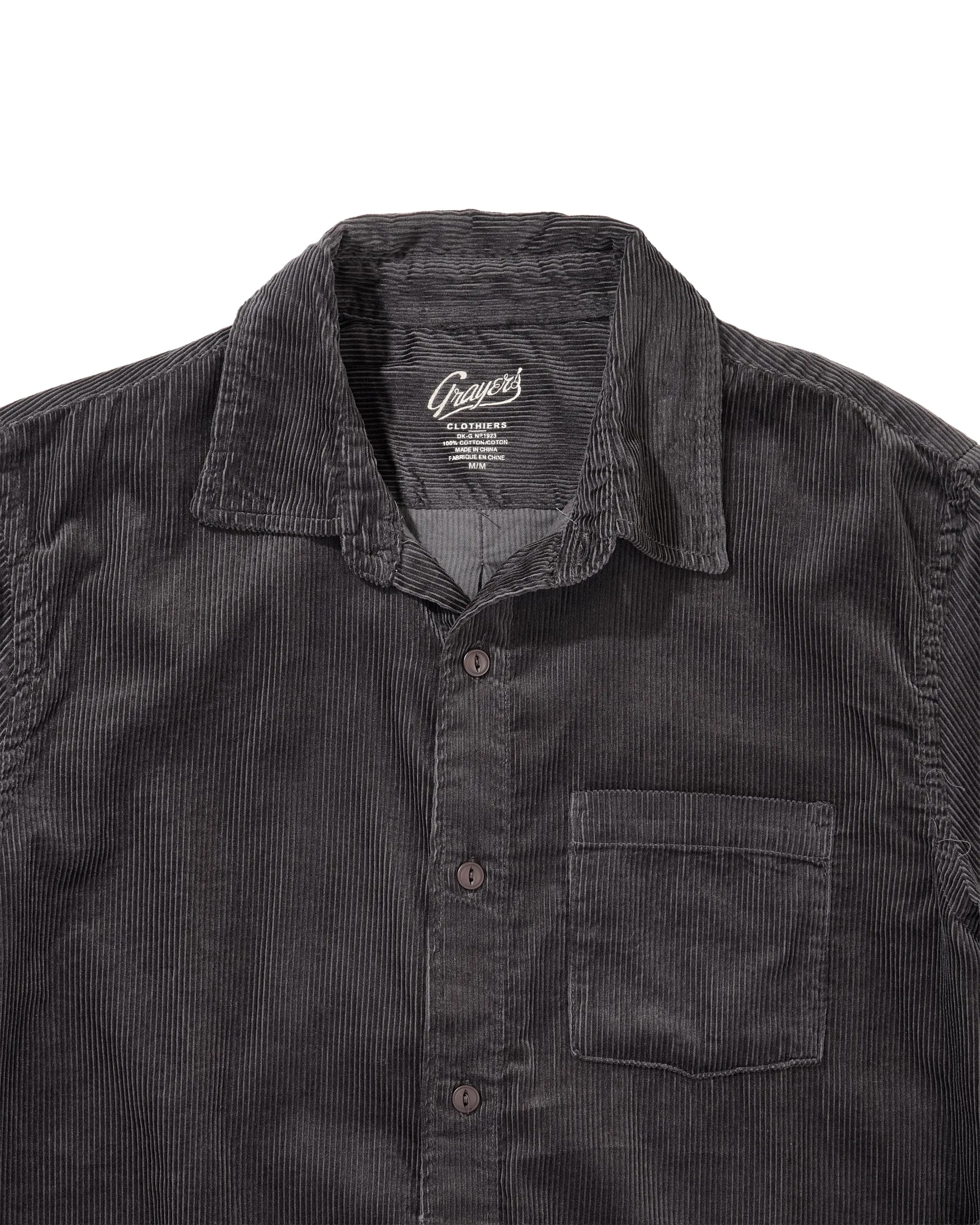 All-Day Comfort Wear Saratoga Featherweight Corduroy Shirt - Charcoal