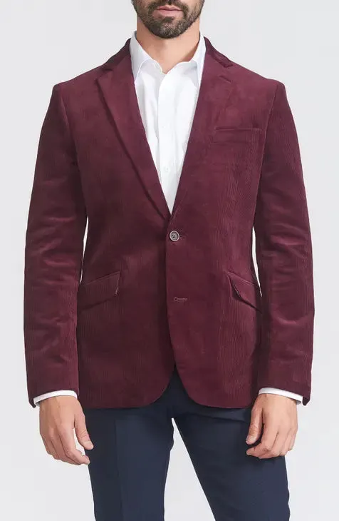 OdorResistant Treatment Savile Row Co. Men's Mayfair Corduroy Sport Jacket in Burgundy