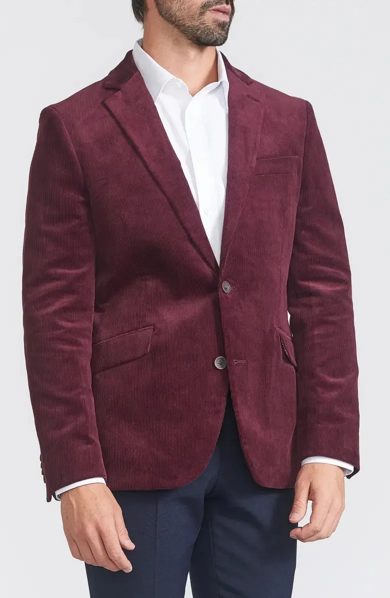 Savile Row Co. Men's Mayfair Corduroy Sport Jacket in Burgundy Crisp Layer City Layer Style
