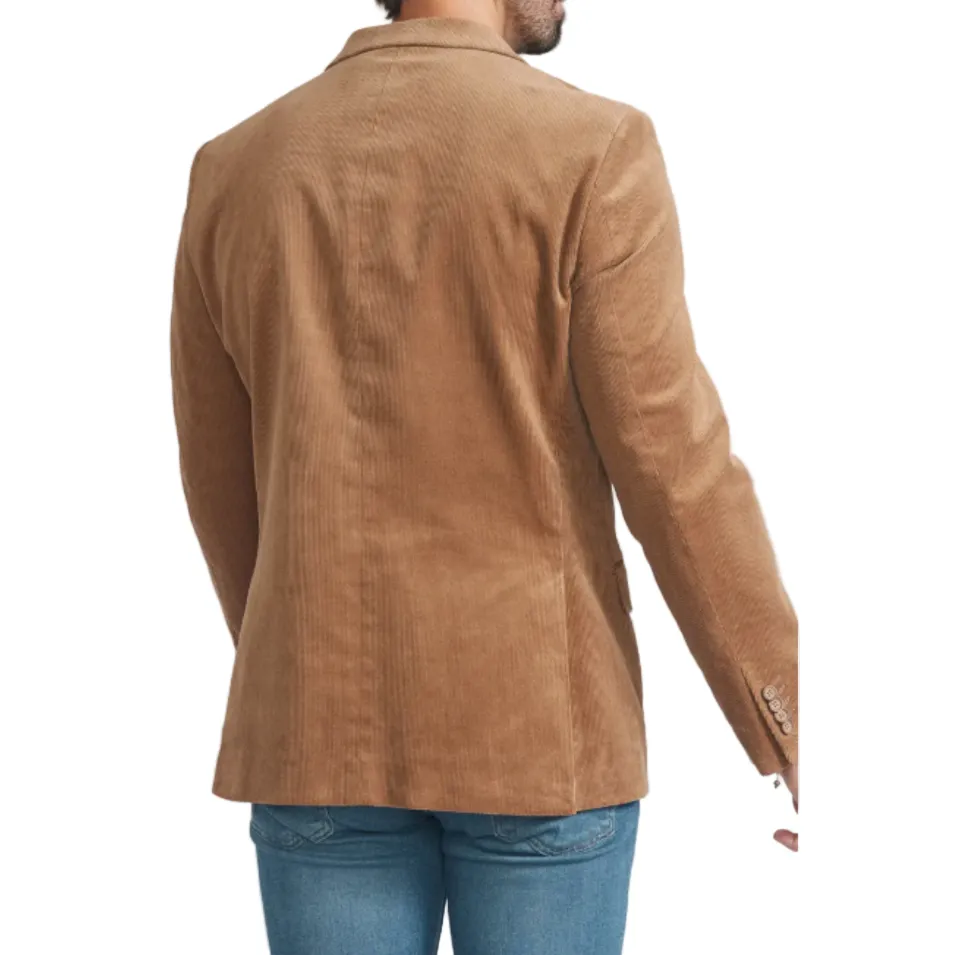 Snap Button Savile Row Co. Men's Mayfair Corduroy Sport Jacket in Tan
