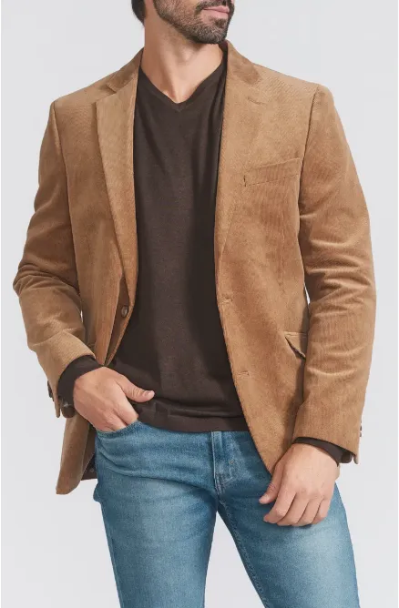 Savile Row Co. Men's Mayfair Corduroy Sport Jacket in Tan Temperature Regulating Fill