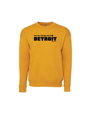 rhinestone accents Simple Comfort Say Nice Things about Detroit Crewneck Sweatshirt - Mustard