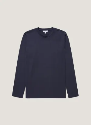 Men's Long Sleeve Riviera T-shirt in Navy Breathable Comfort