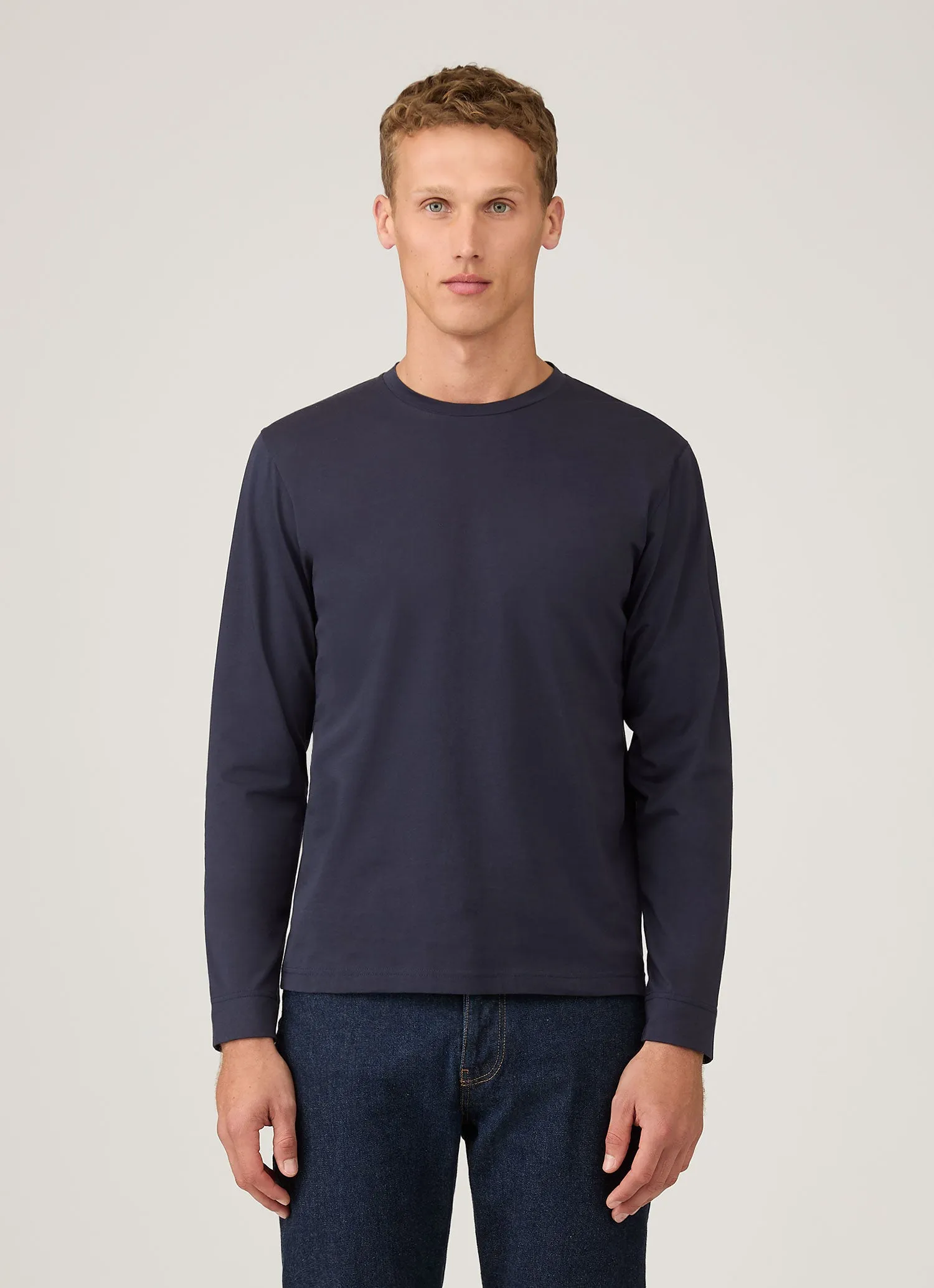 Men's Long Sleeve Riviera T-shirt in Navy Spring Freshness Gym clothing