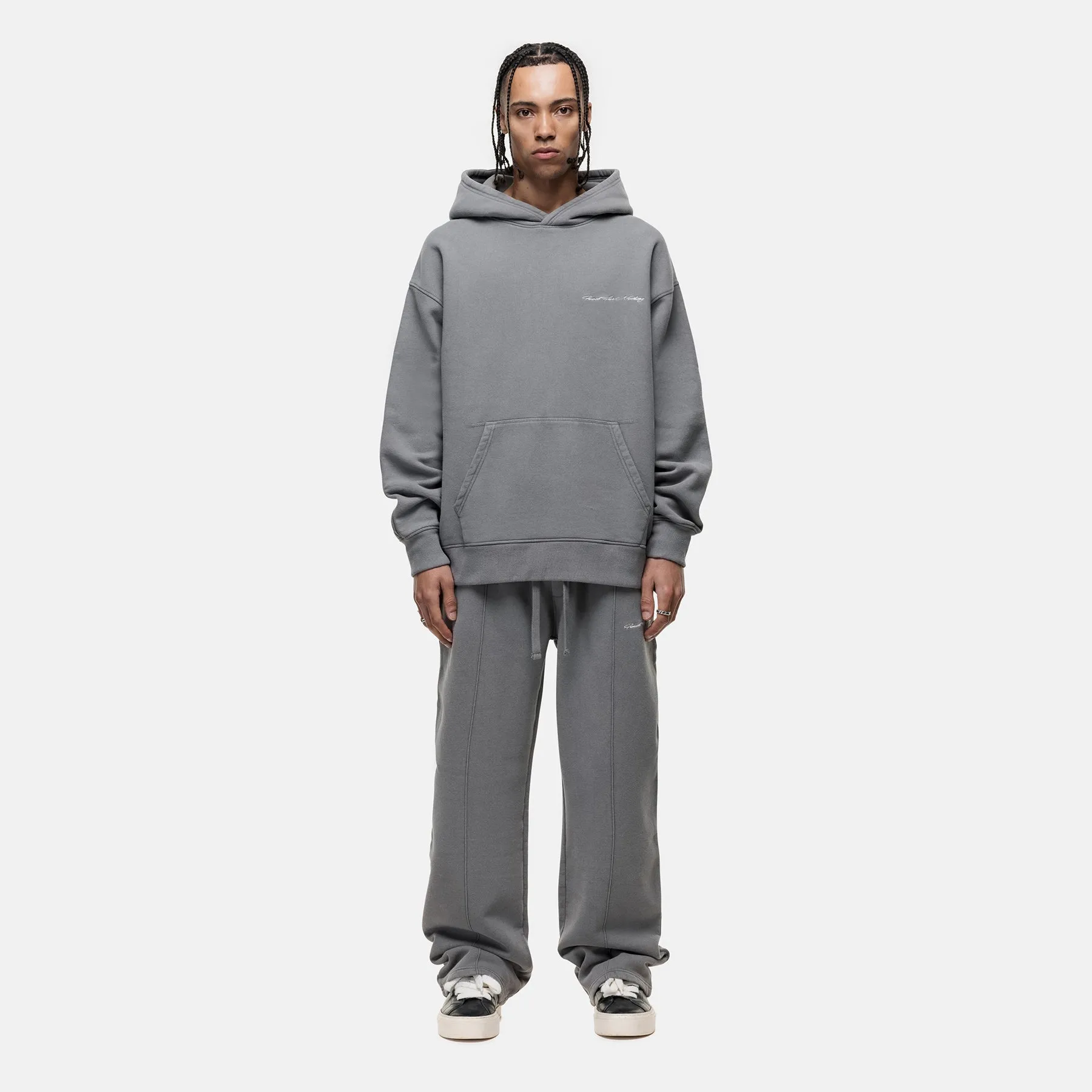 Chilly Weather Fit Scribble Washed Grey Joggers