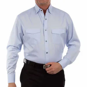 Street Smart Look Picnic Scully Men's L/S Chambray Western Snap Dress Shirt in Light Blue