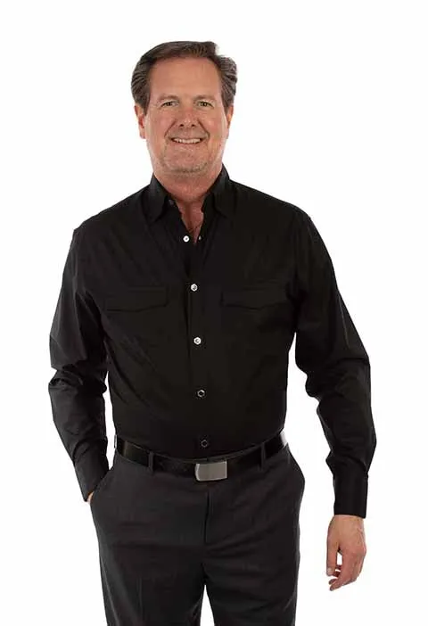 Smart Wear Scully Men's L/S Signature Solid  Western Snap Dress Shirt in Black