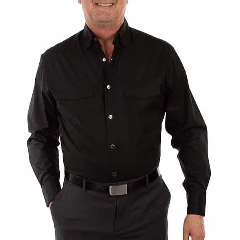 Scully Men's L/S Signature Solid  Western Snap Dress Shirt in Black homecoming Men's masculinity