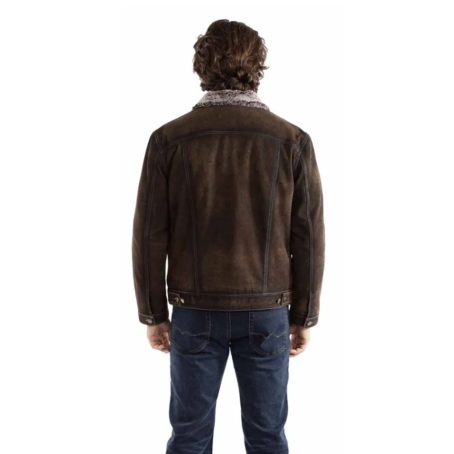 Ultra Lightweight Design Mesh Ventilation Panels Scully Men's Suede Jacket in Chocolate