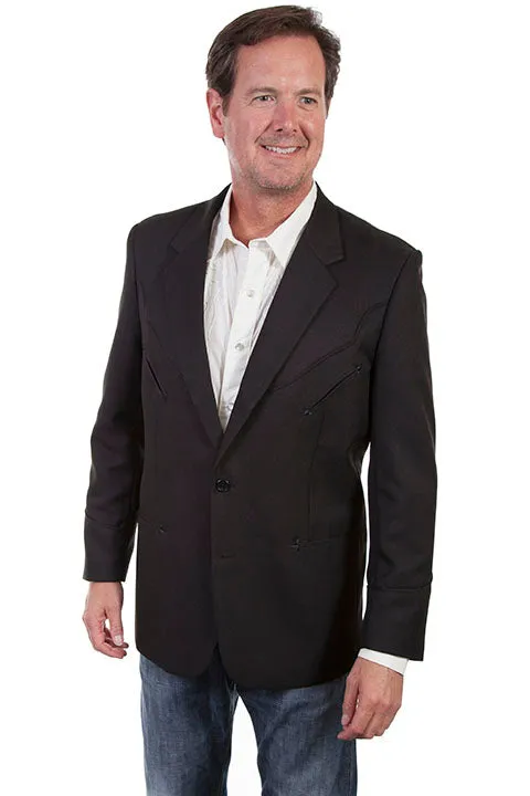 Scully Men's Traditional Western Blazer in Black Two Way Zipper High Neck