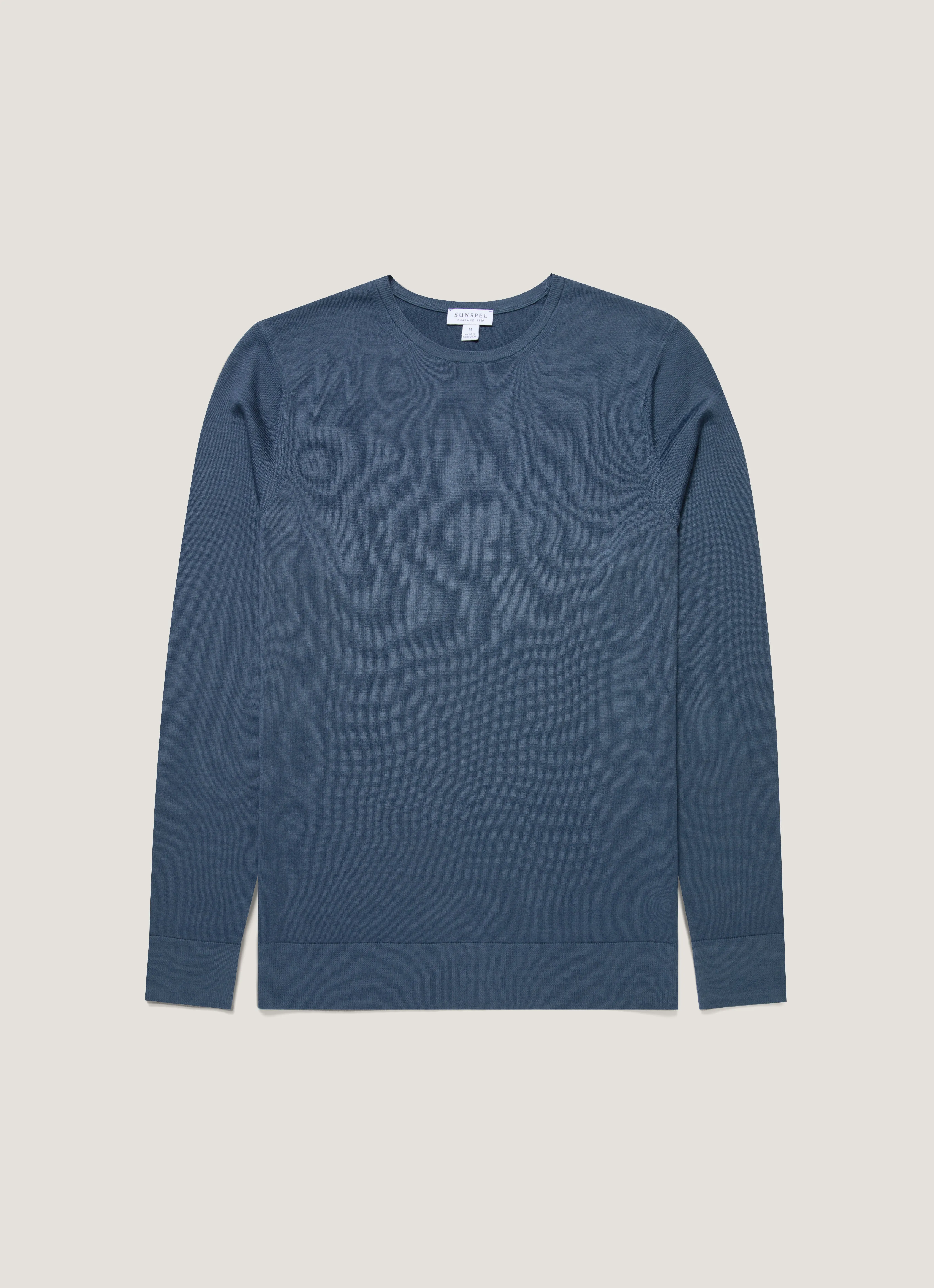 Men's Extra-Fine Merino Crew Neck in Slate Blue Classic Ready Layered Weight Distribution Guide