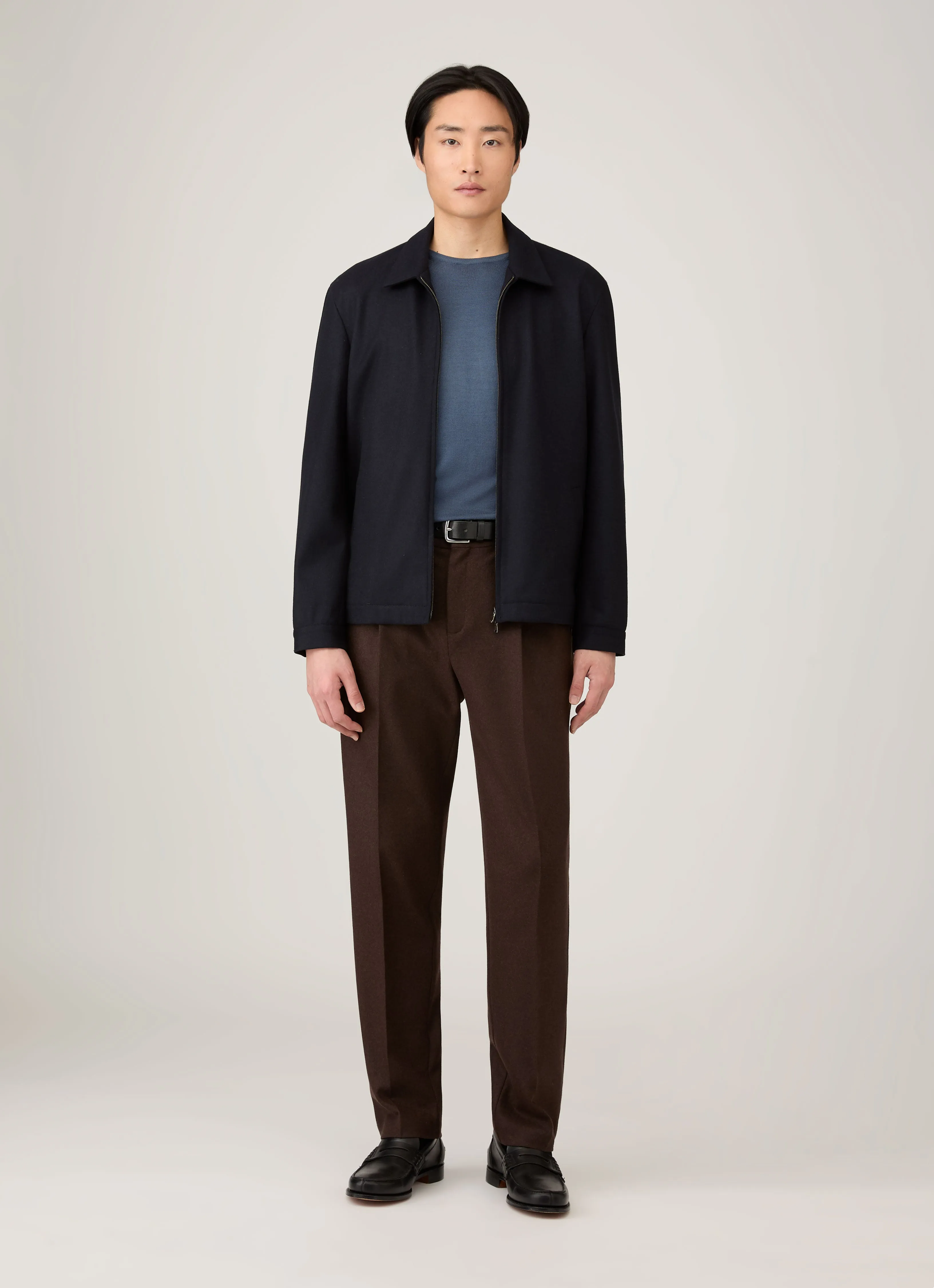 AntiStatic Coating Men's Extra-Fine Merino Crew Neck in Slate Blue