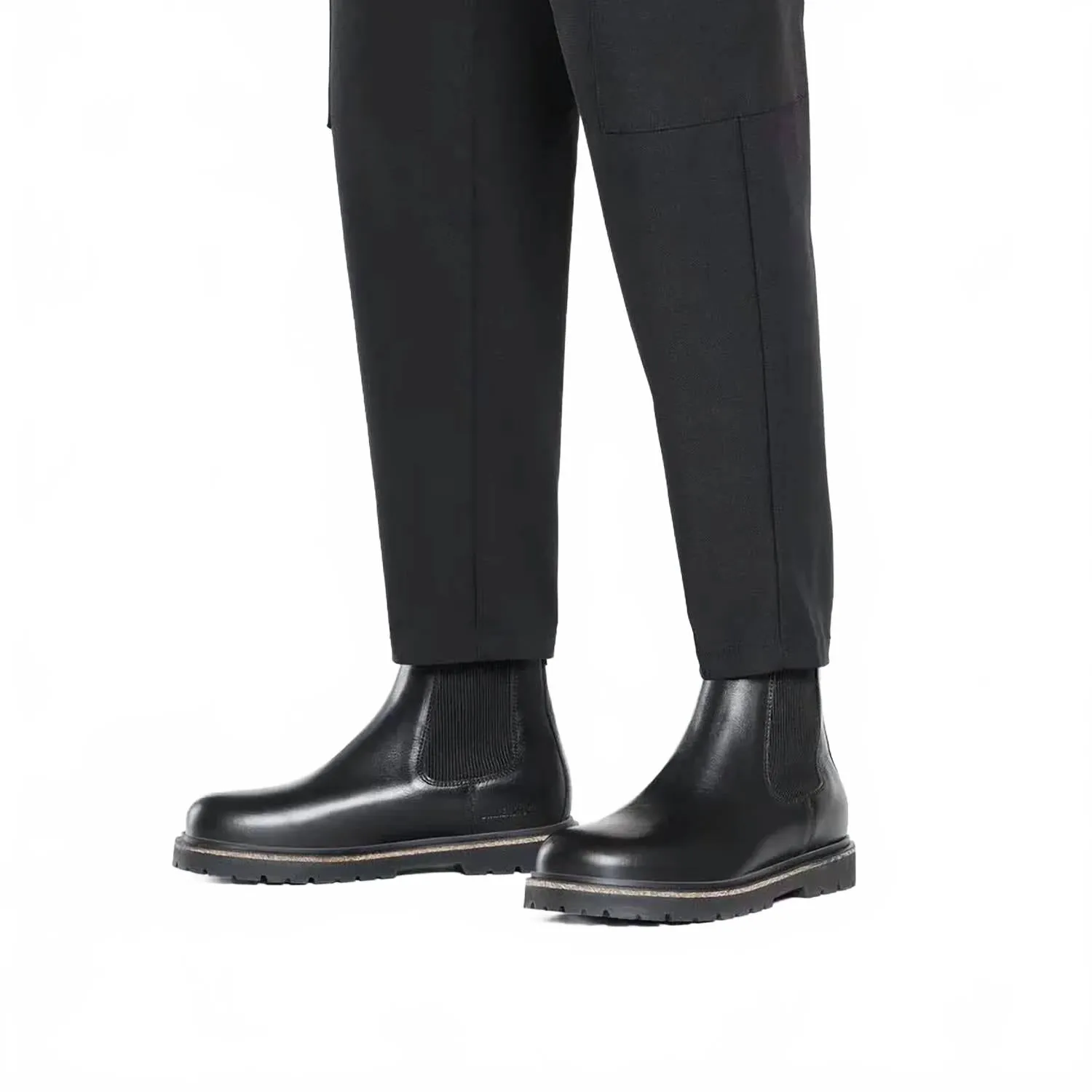 Men's Highwood Chelsea Boot In Black Leather Low Heel Profile