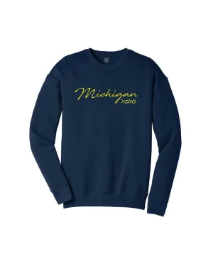 Ink Detroit Michigan XOXO Crewneck Sweatshirt - Maize &  Blue product wedding guest charm