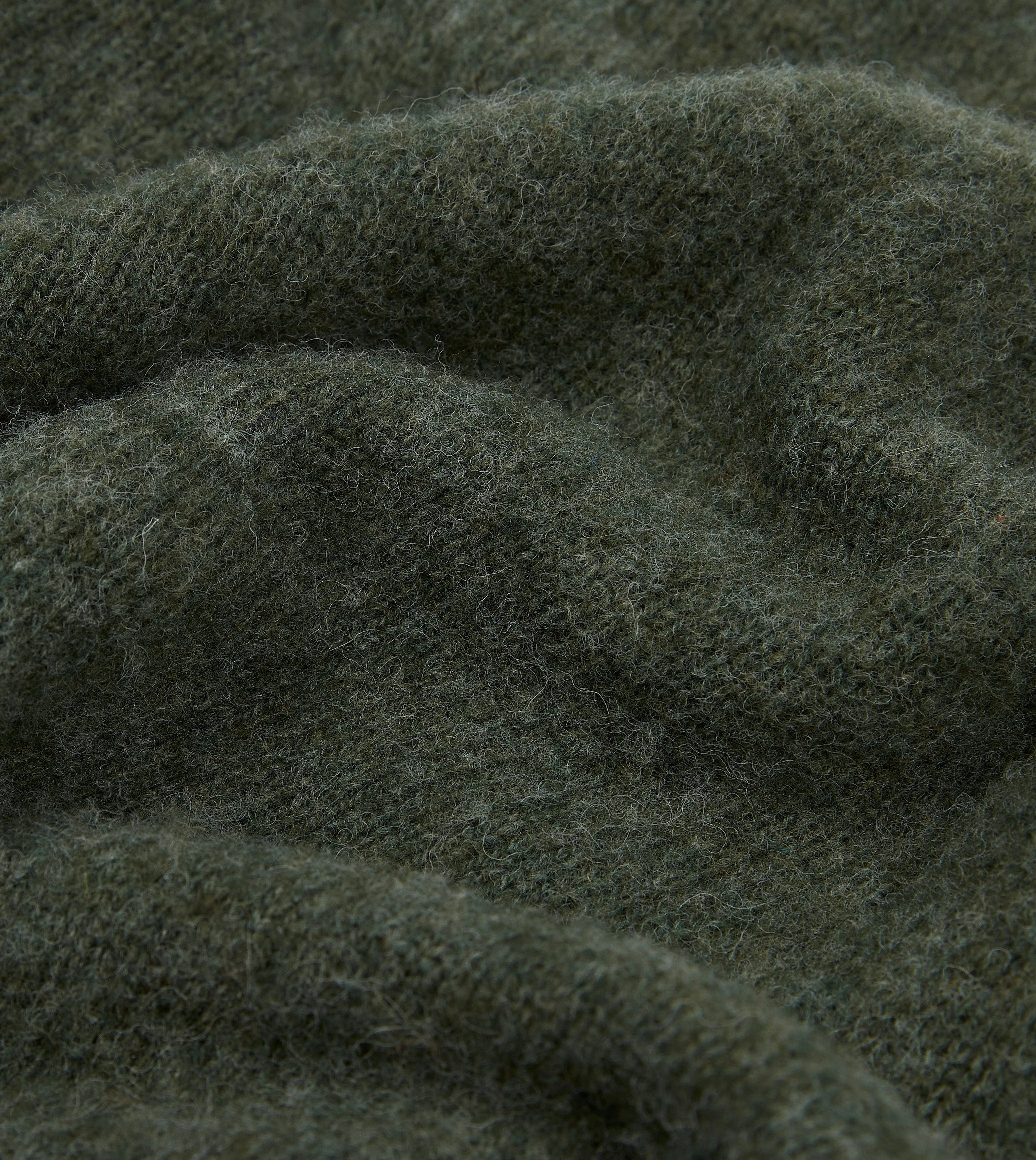 Jacquard Weave Seaweed Brushed Shetland Crew Neck Jumper