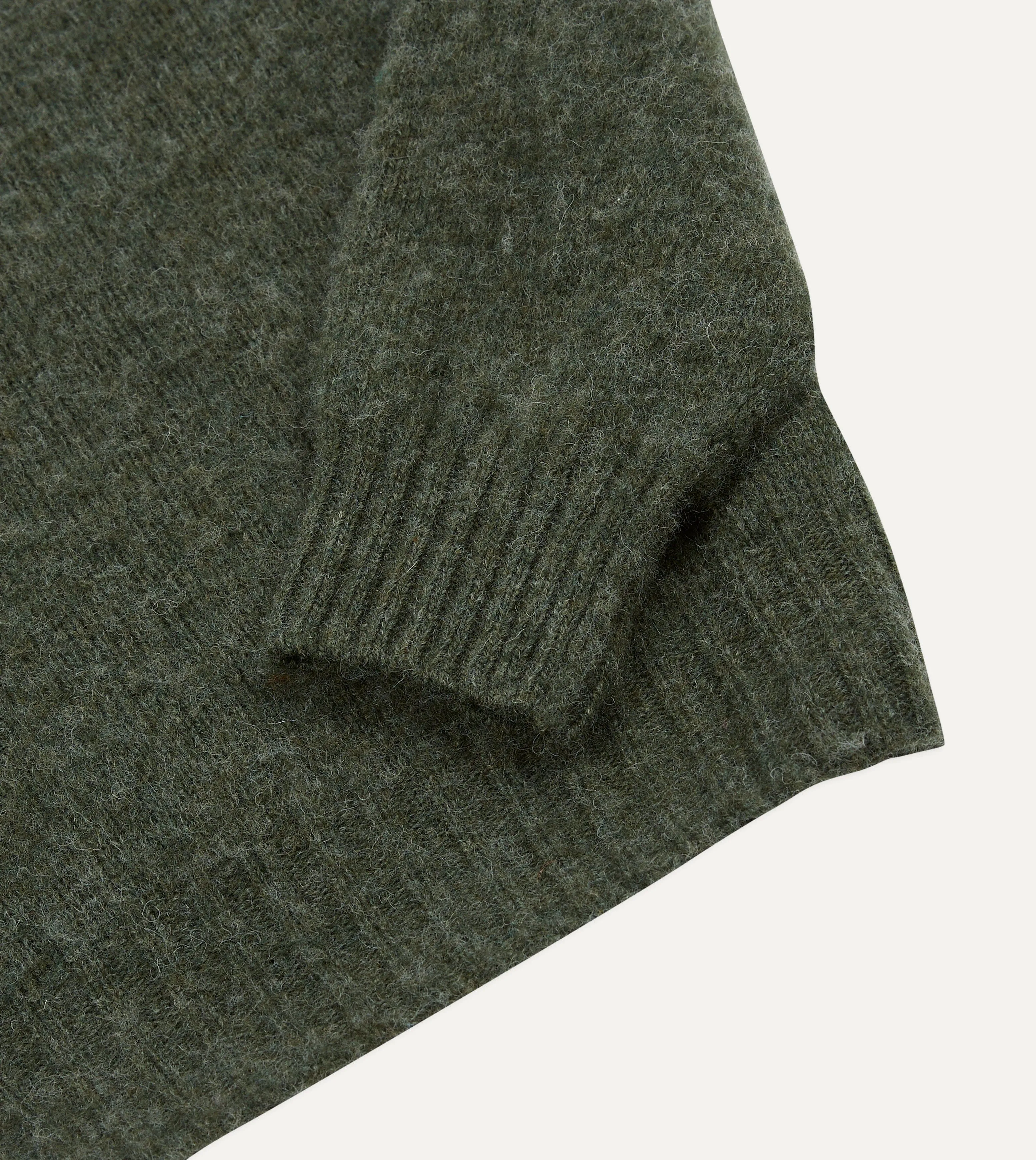 Ultra Soft Yarn DoubleLayered Hem Seaweed Brushed Shetland Crew Neck Jumper