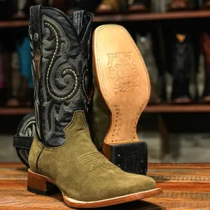 Tanner Mark Men's Sheridan Rough Out Western Boot-Camel Sage Comfort Lining Stylish Explorer