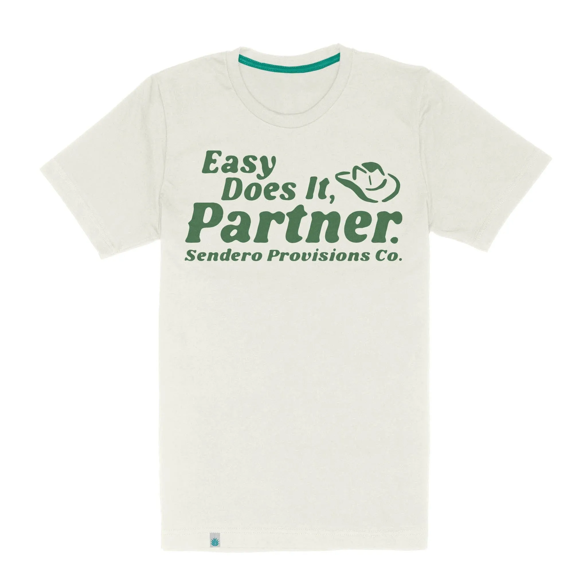 Minimal Comfort Wear Sporty Look Sendero Provisions Co. Men's "Easy Does It" Wordy Graphic Tee In Vintage White