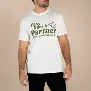 Stretch Fit Sendero Provisions Co. Men's "Easy Does It" Wordy Graphic Tee In Vintage White