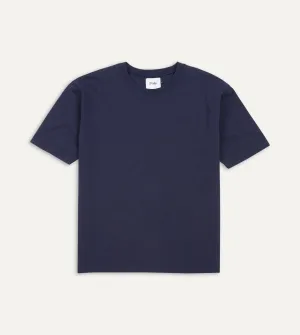 Navy Cotton Crew Neck Hiking T-Shirt proper length