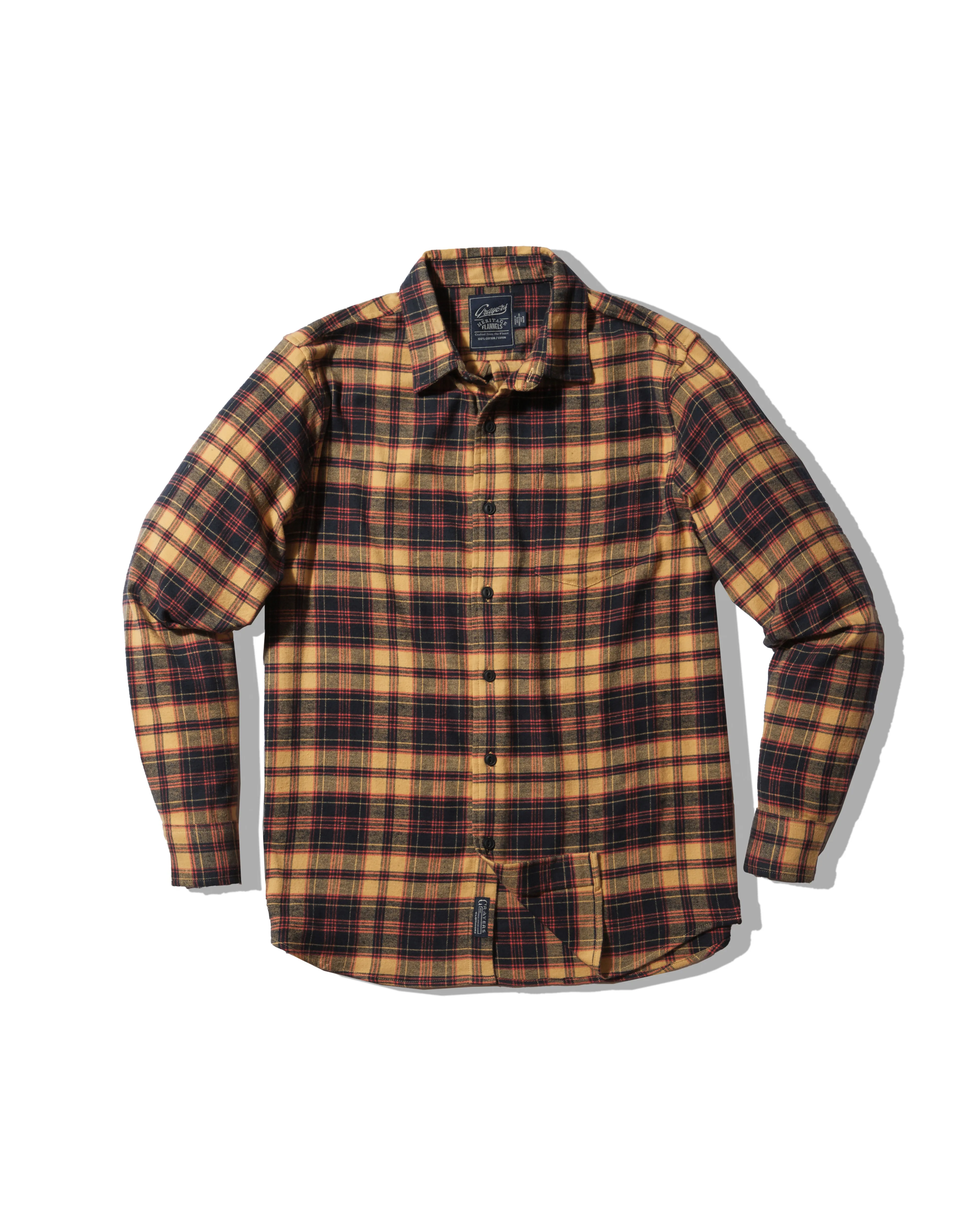 Essential Top Self Fabric Tape Shady Grove Stretch Flannel Shirt - Navy Red Ecru