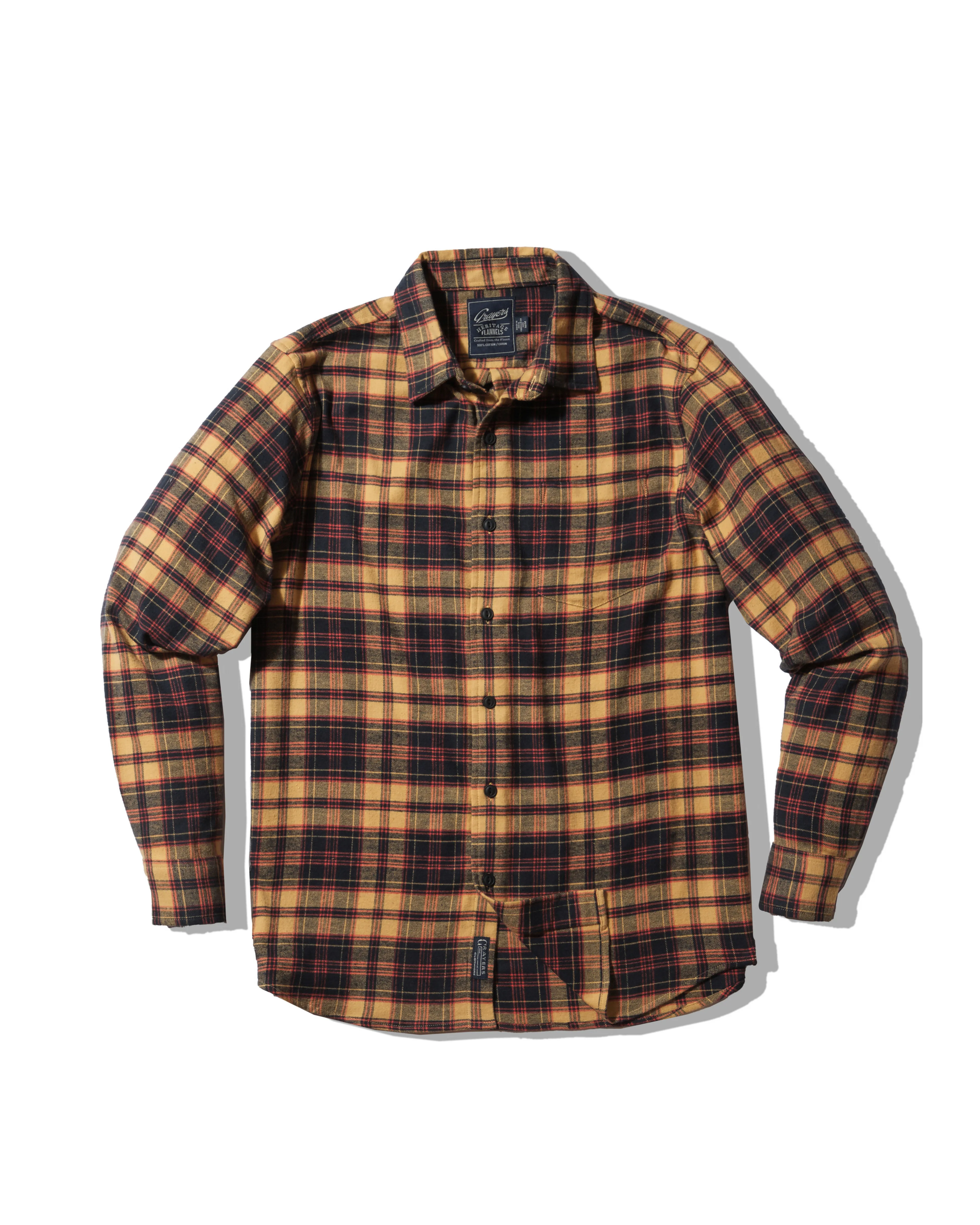 Non Iron Fabric Shady Grove Stretch Flannel Shirt - Navy Red Ecru