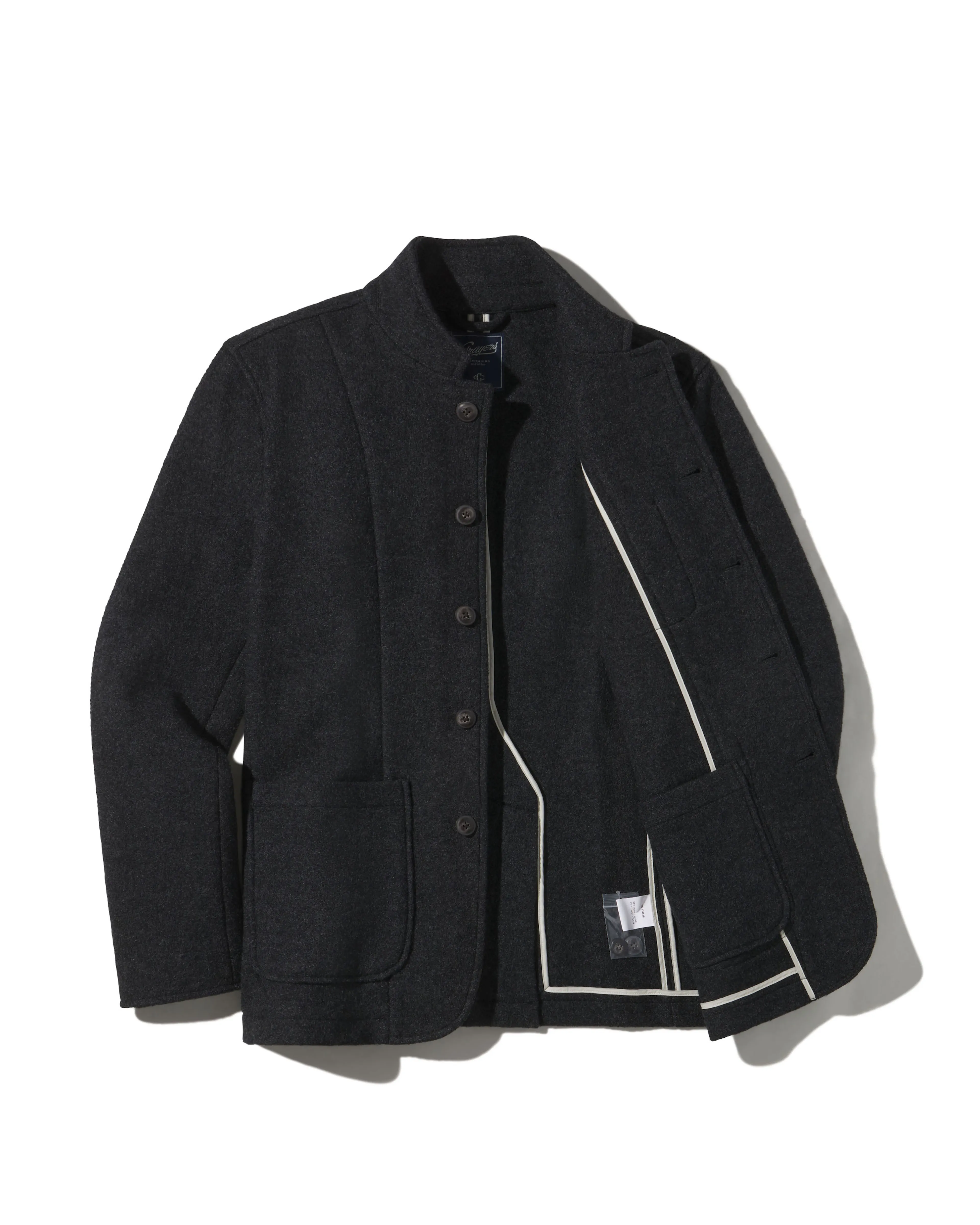 Burnham Knitted Wool Blazer - Charcoal Casual Fit Layer Classic Fit