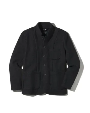 Durable Corrosion Resistant Zippers No Wrinkle Burnham Knitted Wool Blazer - Charcoal