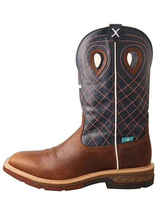 Twisted X Men's 12" Alloy Toe Western Work Boot with Cellstretch Flex Groove Engineering Snow Day