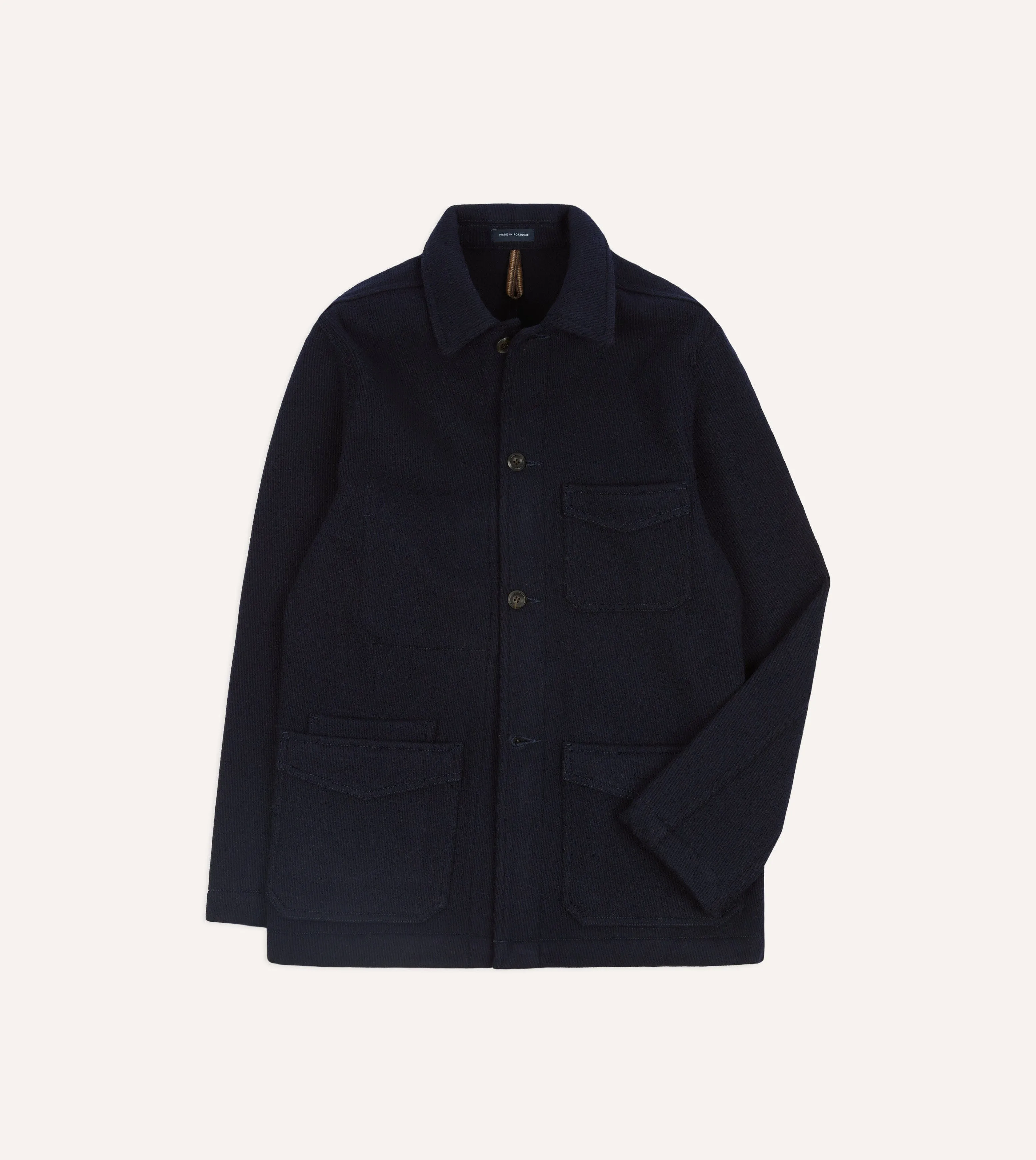 Navy Wool Five-Pocket Chore Jacket Basic Essential Layer