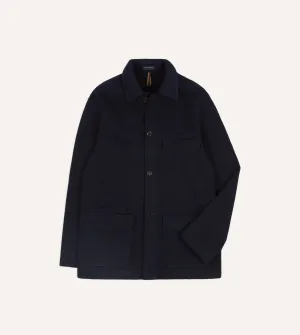 Navy Wool Five-Pocket Chore Jacket Basic Essential Layer